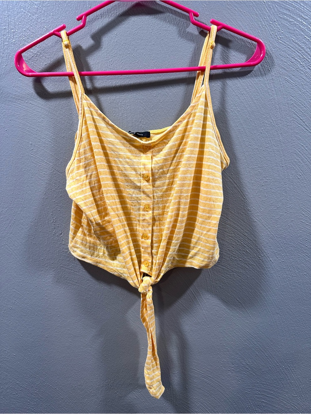 Ambiance Yellow Striped Tie-Front Cami